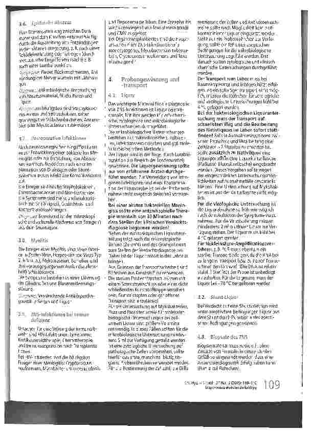 Vorschauseite 4: Entnahmeund Versandtechniken von mikrobiologischem ProbenmaterialInfektionen des Zentralnervensystems