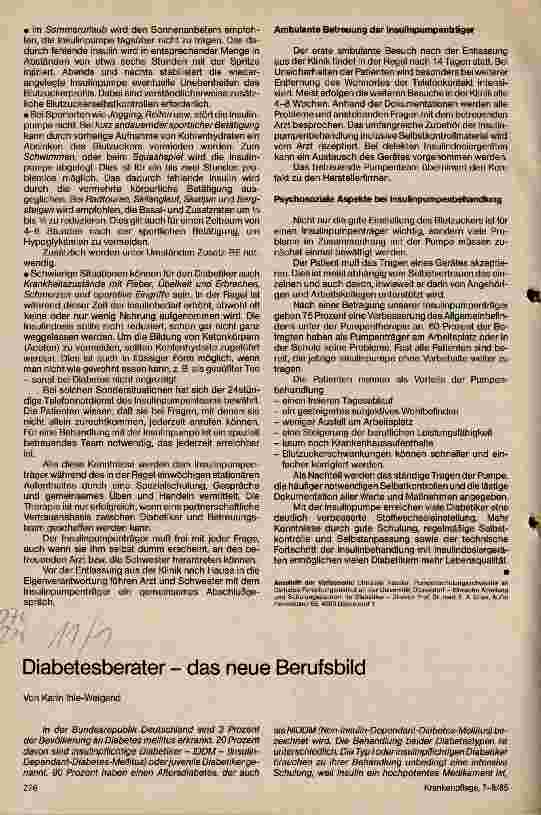 Vorschauseite 1: Diabetesberater --- neues Berufsbild
