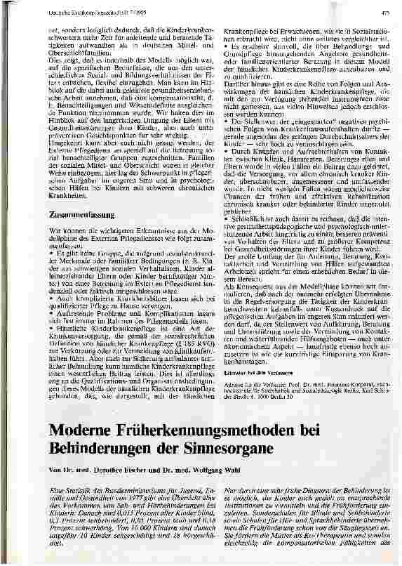 Vorschauseite 1: Moderne Früherkennungsmethoden bei Behinderungen der Sinnesorgane