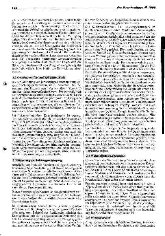 Vorschauseite 4: Ausgliederung von Krankenhausbereichen, -abteilungen und -betrieben.