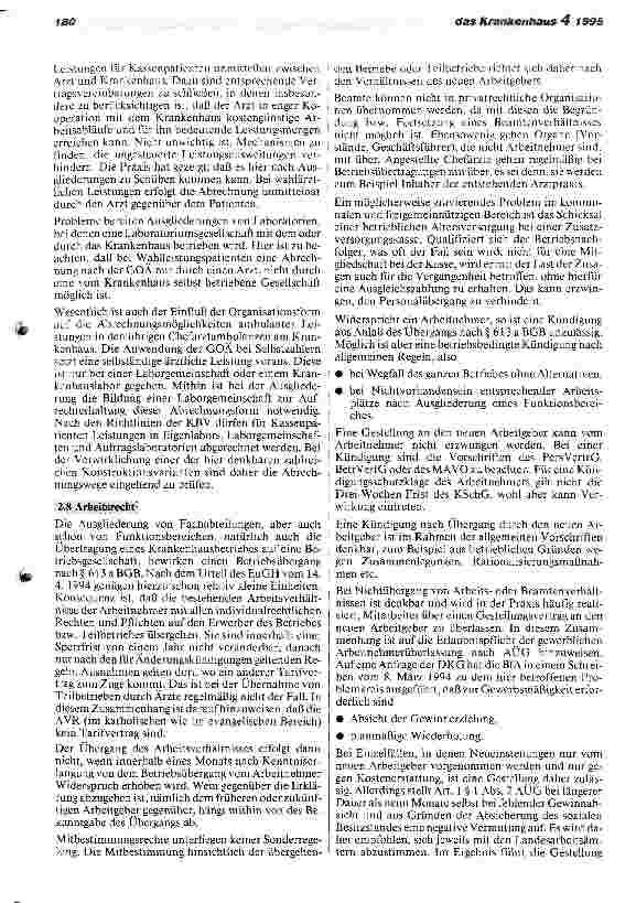 Vorschauseite 6: Ausgliederung von Krankenhausbereichen, -abteilungen und -betrieben.