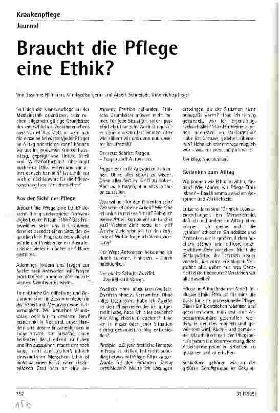 Vorschauseite 1: Braucht die Pflege eine Ethik?