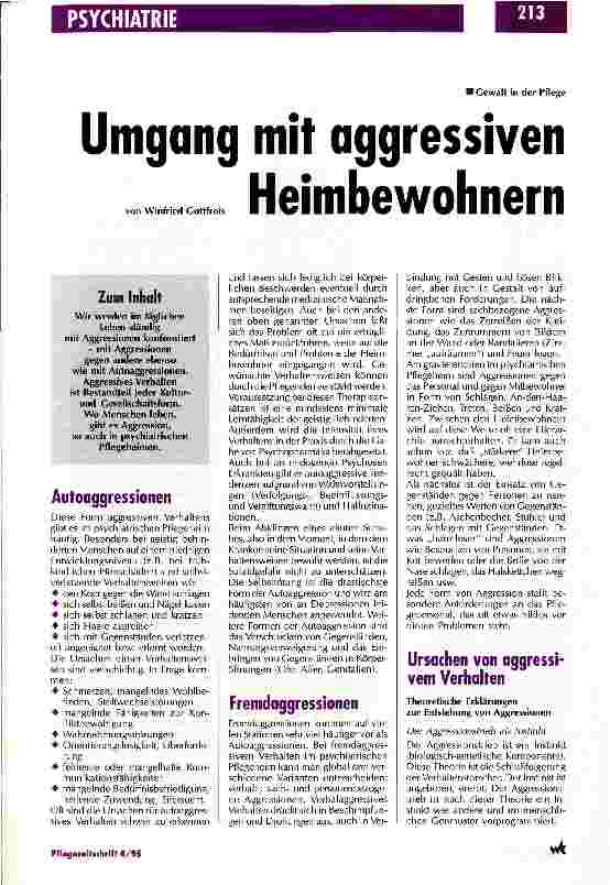 Vorschauseite 1: Umgang mit aggressiven Heimbewohnern Gewalt in der Pflege
