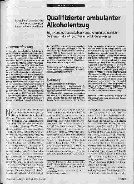 Vorschauseite 1: Qualifizierter ambulanter Alkoholentzug