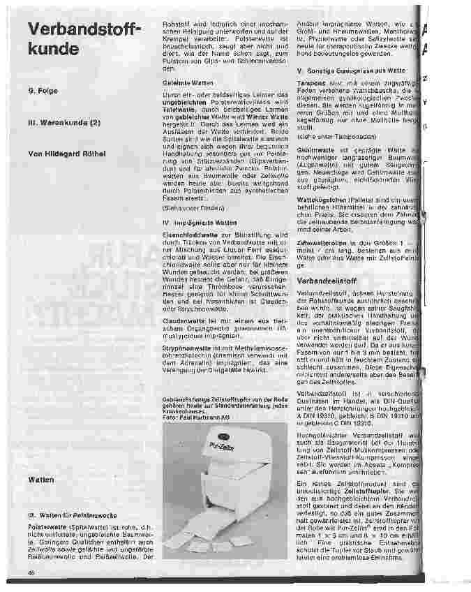 Vorschauseite 1: Verbandstoffkunde 9. Folge: 3: Warenkunde: Watten