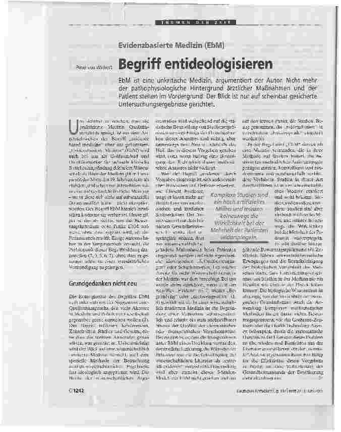 Vorschauseite 1: Evidenzbasierte Medizin (EbM) Begriff entideologisieren