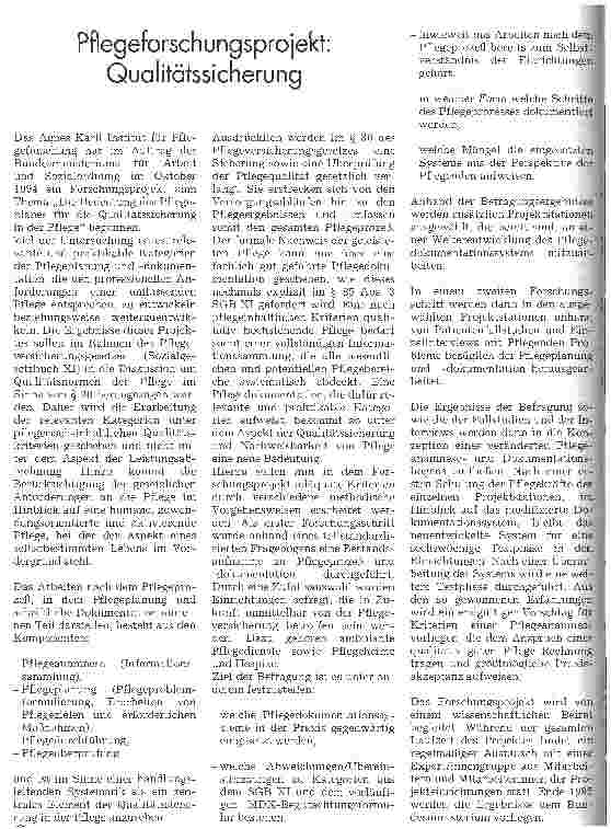 Vorschauseite 1: Pflegeforschungsprojekt: Qualitätssicherung