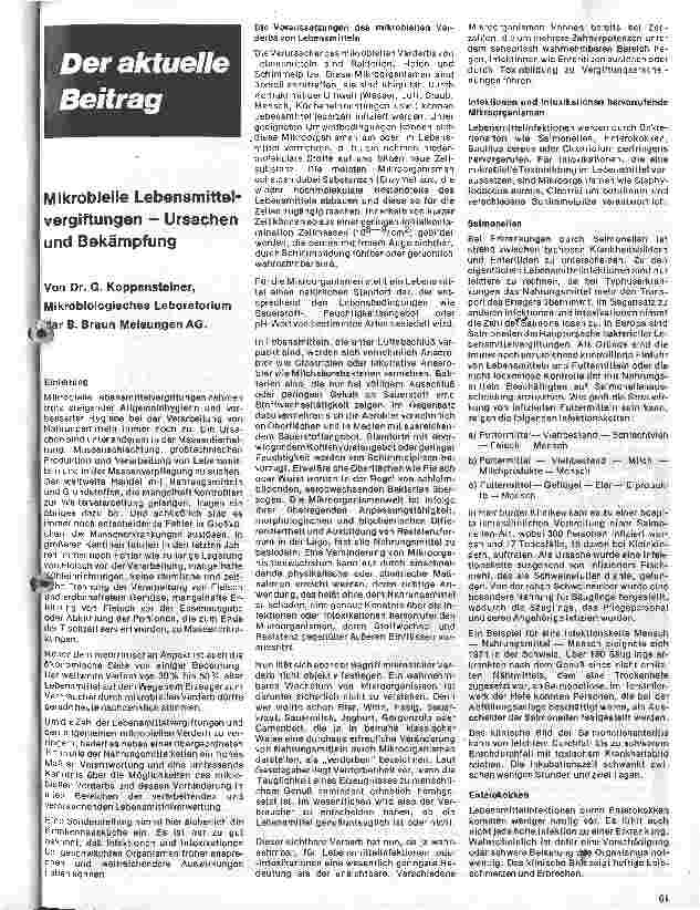 Vorschauseite 1: Mikrobielle Lebensmittelvergiftungen - Ursachen und Bekämpfung