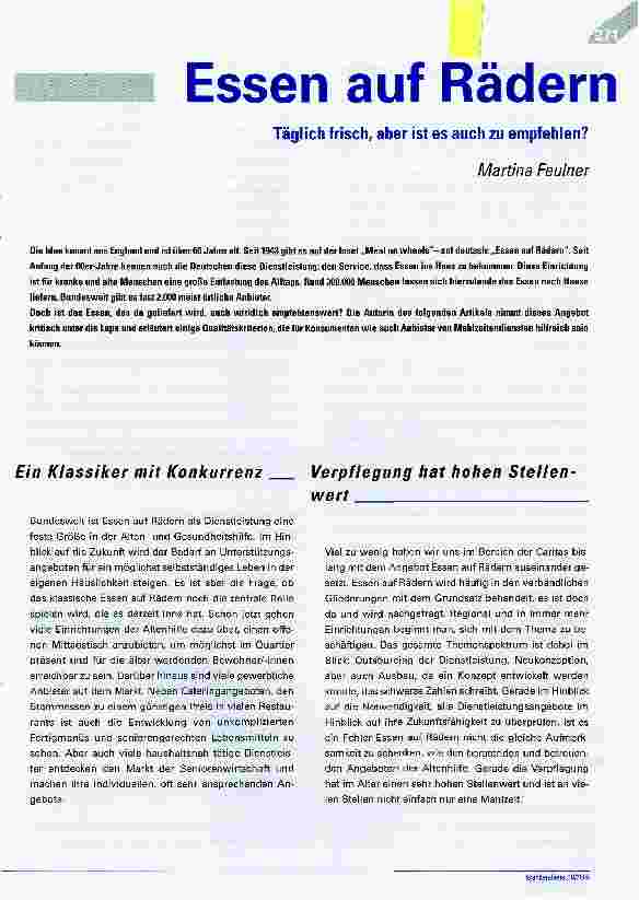 Vorschauseite 1: Essen auf Rädern