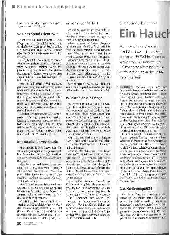 Vorschauseite 1: Ein Hauch von LebenChronisch krank zu Hause