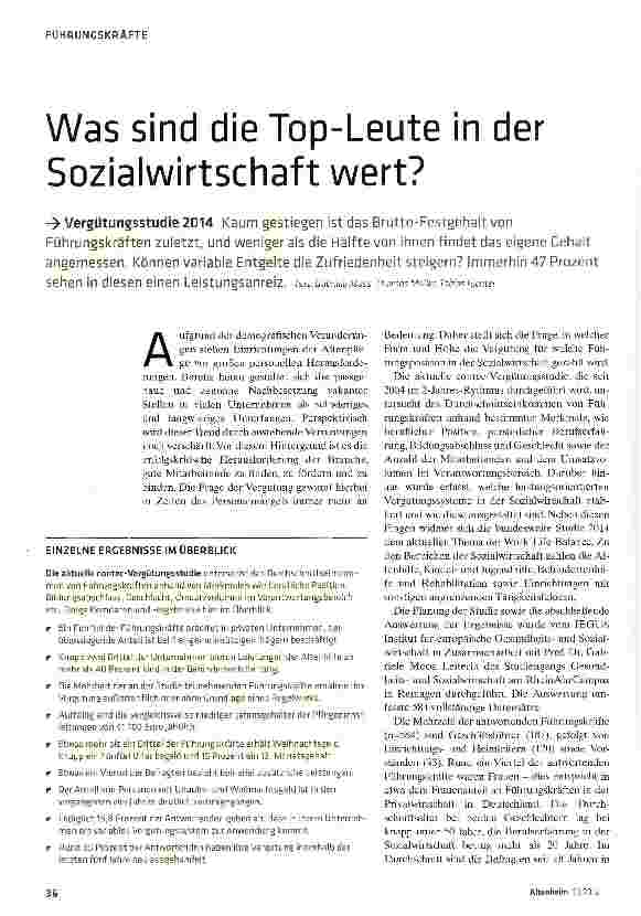 Vorschauseite 1: Was sind die Top-Leute in der Sozialwirtschaft wert?