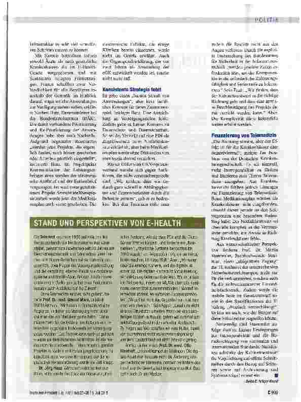 Vorschauseite 2: E-Health-Gesetz in der Diskussion