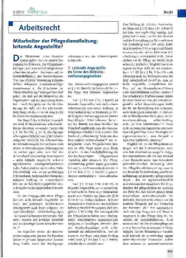 Vorschauseite 1: Mitarbeiter der Pflegedienstleitung: leitende Angestellte?