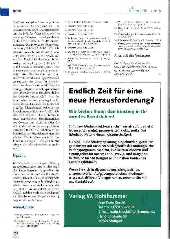 Vorschauseite 3: Mitarbeiter der Pflegedienstleitung: leitende Angestellte?
