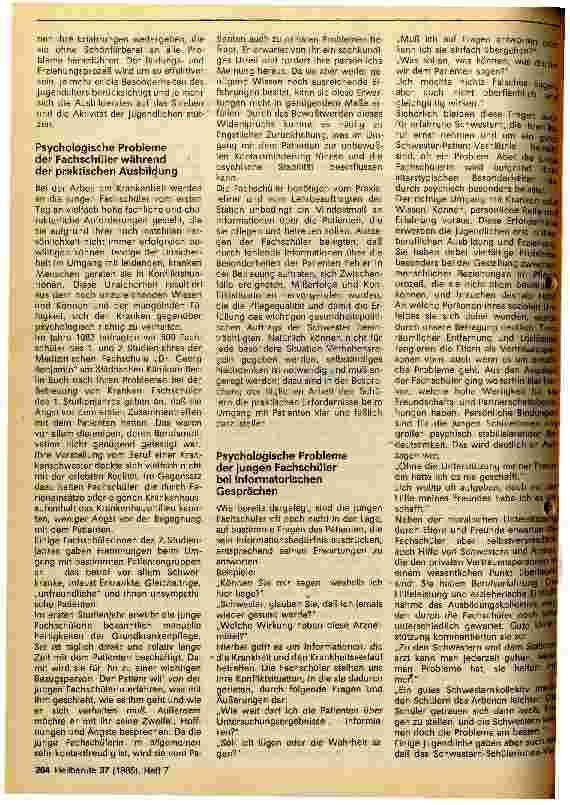 Vorschauseite 2: Psychologische Probleme von Fachschülerinnen in der praktischen Ausbildung