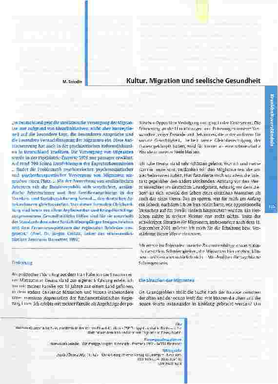 Vorschauseite 1: Kultur, Migration und seelische Gesundheit
