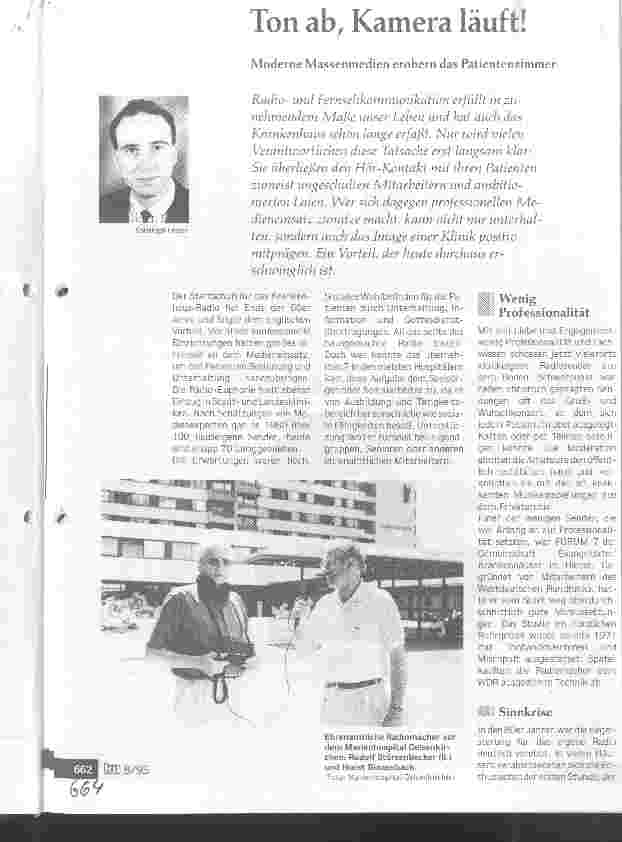Vorschauseite 1: Ton ab, Kamera läuft! Moderne Massenmedien erobern das Patientenzimmer