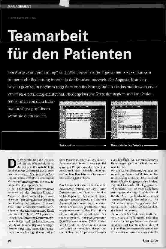 Vorschauseite 1: Teamarbeit für den Patienten