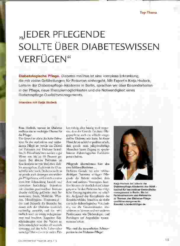 Vorschauseite 1: JEDER PFLEGENDE SOLLTE ÜBER DIABETESWISSEN VERFÜGEN