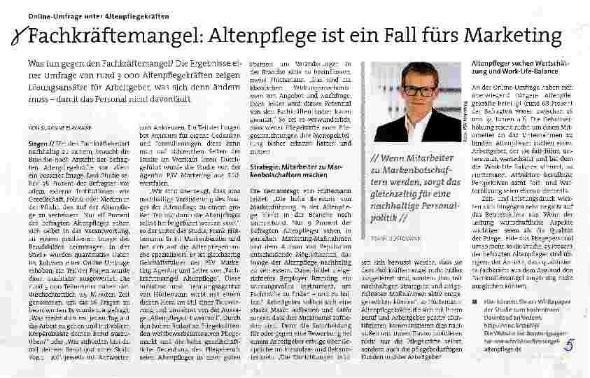 Vorschauseite 1: Fachkräftemangel: Altenpflege ist ein Fall fürs Marketing