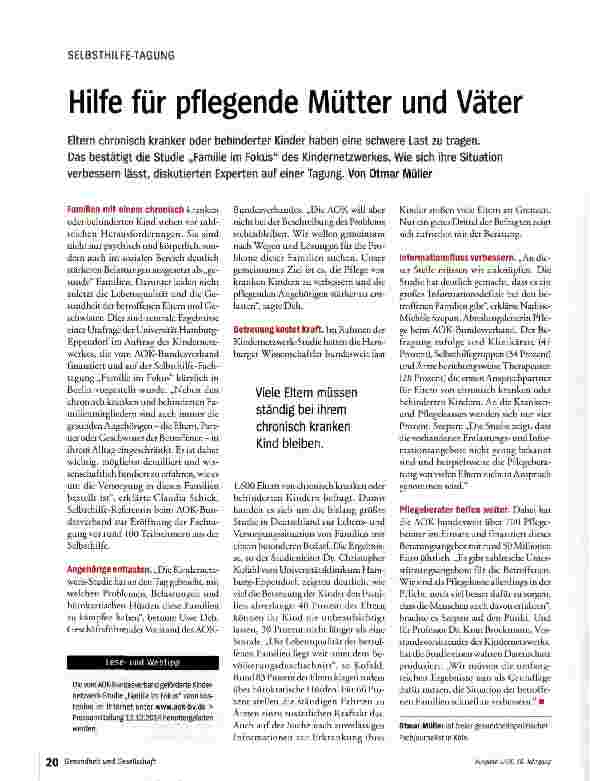 Vorschauseite 1: Hilfe für pflegende Mütter und Väter