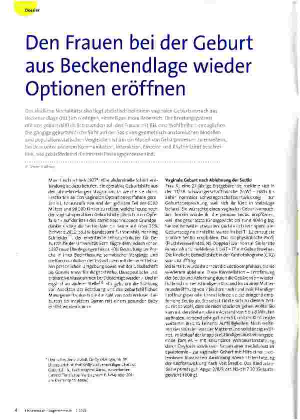 Vorschauseite 1: Den Frauen bei der Geburt aus Beckenendlage wieder Optionen eröffnen