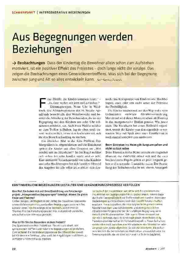 Vorschauseite 1: Aus Begegnungen werden Beziehungen