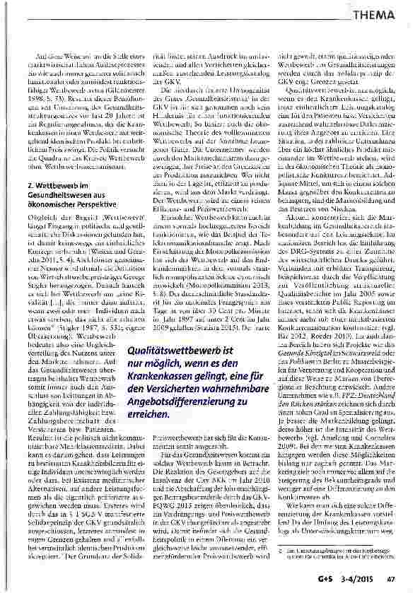Vorschauseite 2: Wie viel Wettbewerb braucht Managed Care?