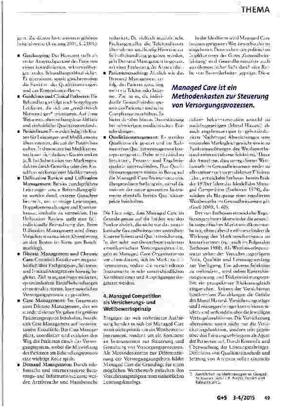 Vorschauseite 4: Wie viel Wettbewerb braucht Managed Care?