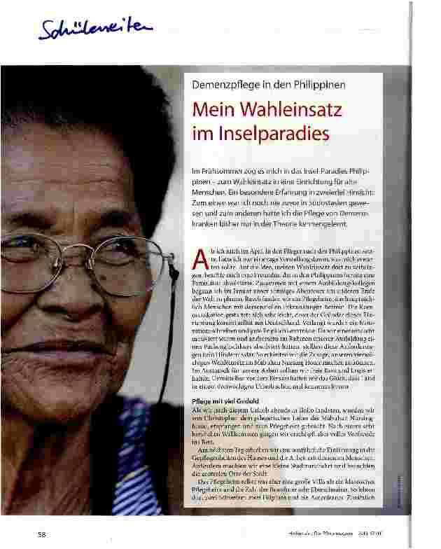 Vorschauseite 1: Demenzpflege in den Philippinen Mein Wahleinsatz im Inselparadies