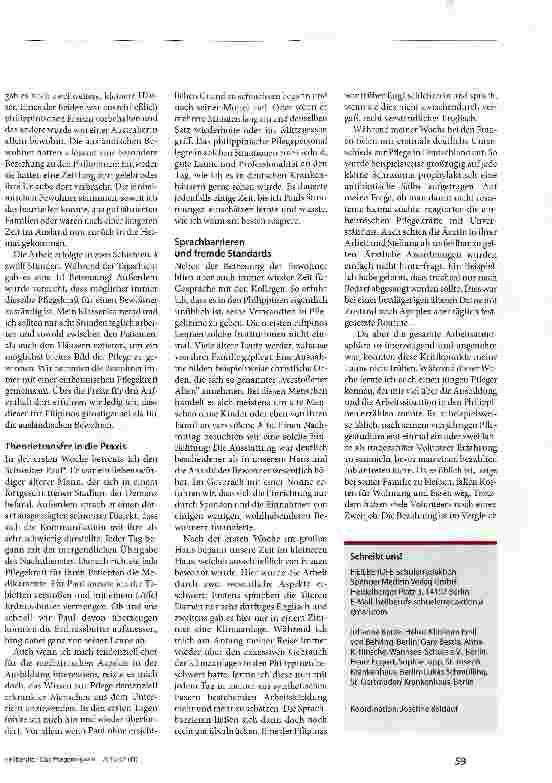 Vorschauseite 2: Demenzpflege in den Philippinen Mein Wahleinsatz im Inselparadies