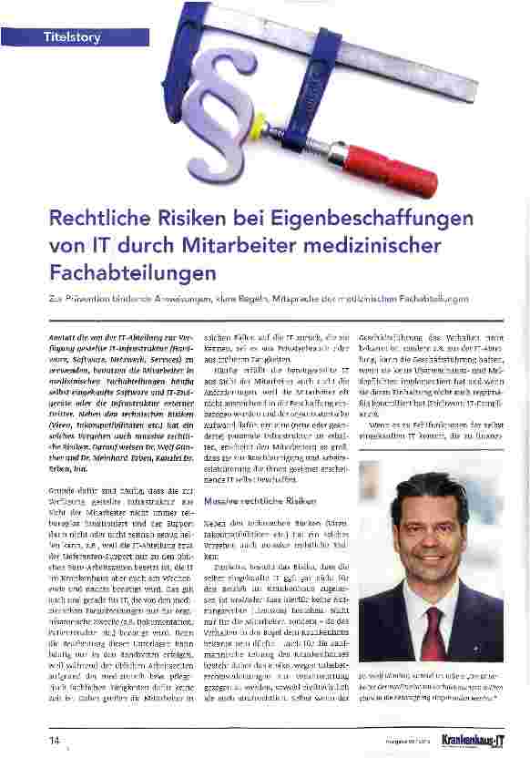Vorschauseite 1: Rechtliche Risiken bei Eigenbeschaffungen von IT durch Mitarbeiter medizinischer Fachabteilungen