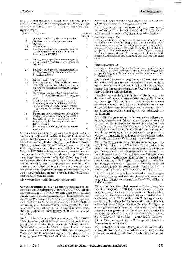 Vorschauseite 2: Eingruppierung - besonders verantwortungsvolle Tätigkeit BAT-0 Anl. 1a VergGr. IVb; TVöD/VKA Anh. zu § 16