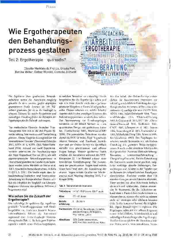 Vorschauseite 1: Wie Ergotherapeuten den Behandlungsprozess gestalten Teil 2: Ergotherapie - quo vadis?
