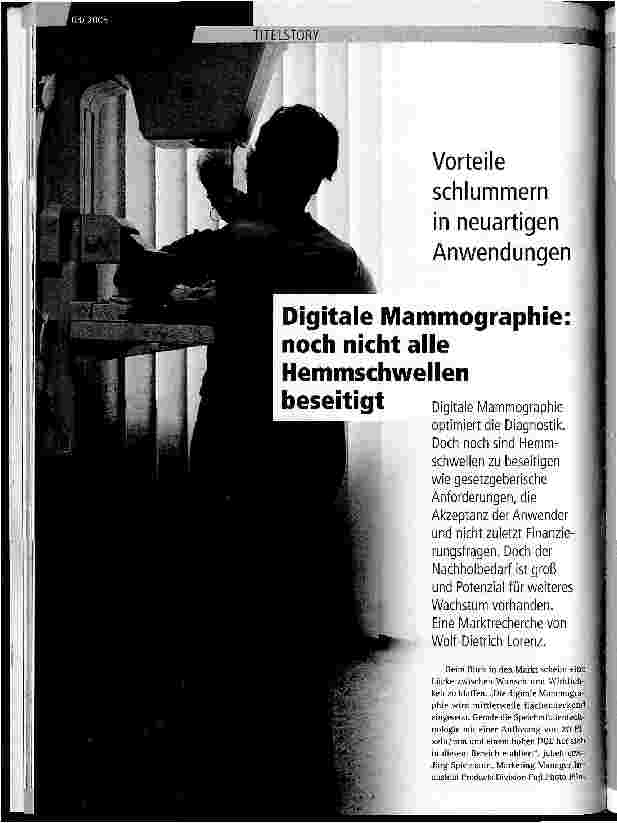 Vorschauseite 1: Digitale Mammographie: noch nicht alle Hemmschwellen beseitigt