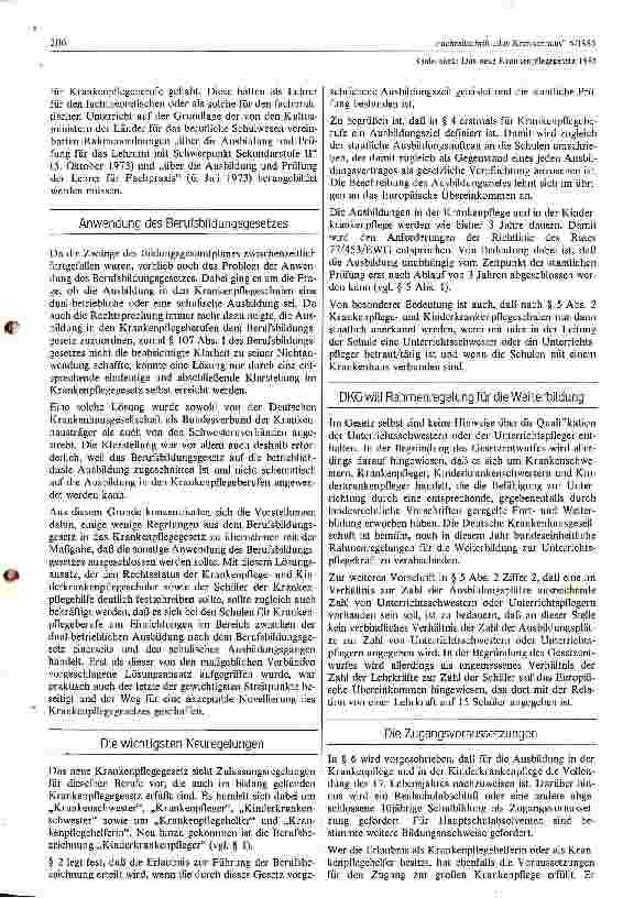 Vorschauseite 2: Das neue Krankenpflegegesetz 1985