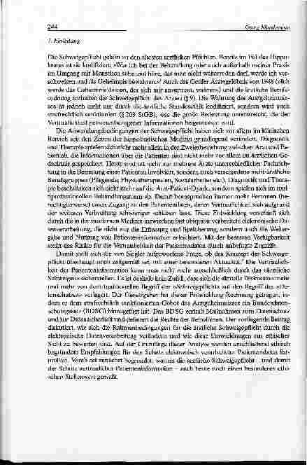 Vorschauseite 2: Auf dem Weg zum gläsernen Patienten? Die ärztliche Schweigepflicht in den Zeiten elektronischer Datenverarbeitung