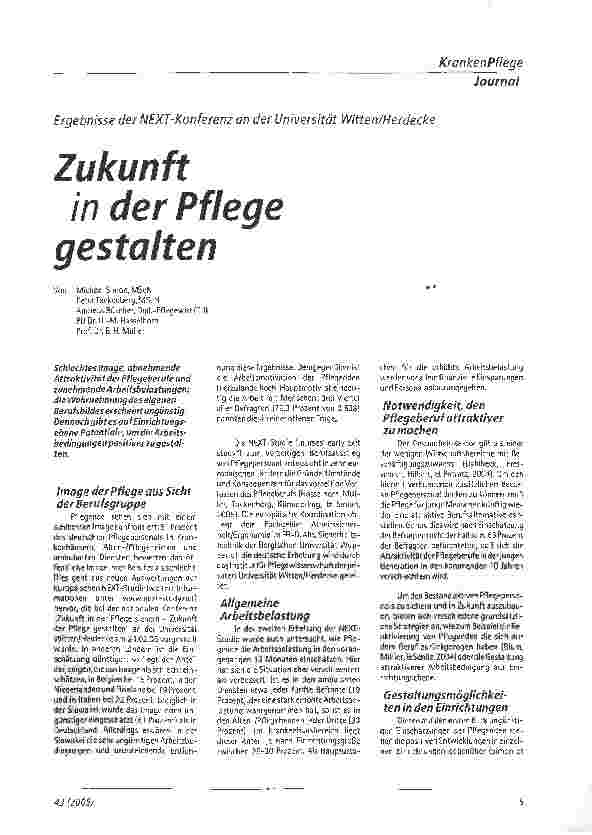 Vorschauseite 1: Zukunft in der Pflege gestalten