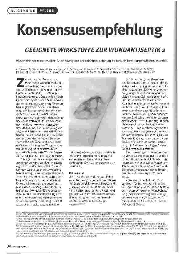 Vorschauseite 1: KonsensusempfehlungGEEIGNETE WIRKSTOFFE ZUR WUNDANTISEPTIK 2