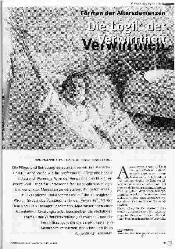 Vorschauseite 1: Die Logik der Verwirrtheit Formen der Altersdemenzen