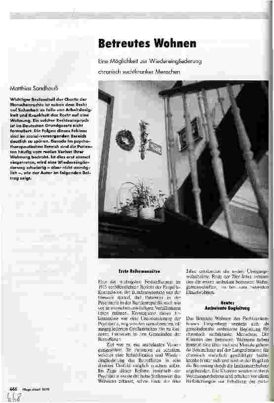 Vorschauseite 1: Betreutes Wohnen Eine Möglichkeit zur Wiedereingliederung chronisch suchtkranker Menschen