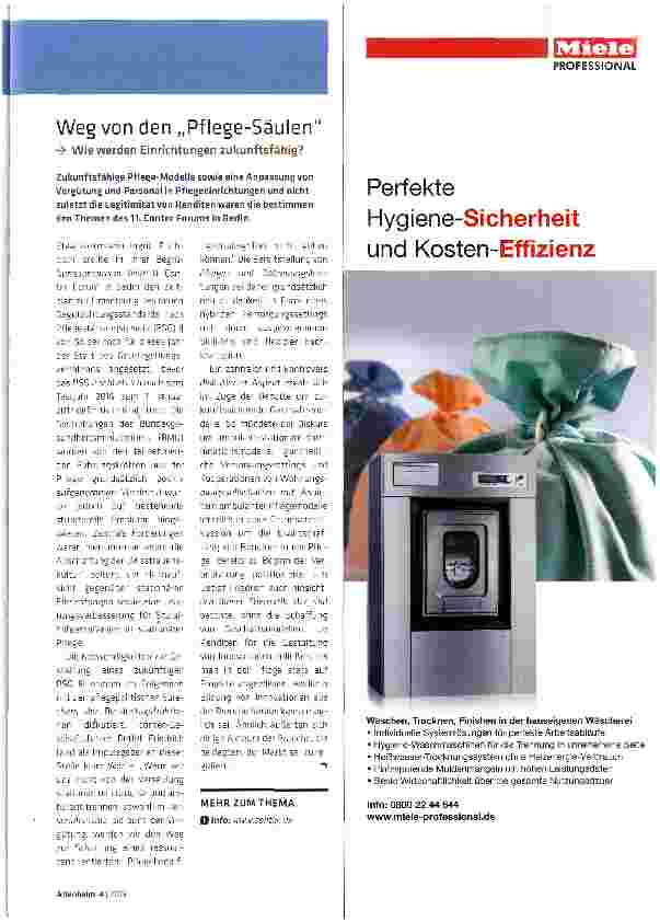 Vorschauseite 1: Weg von den „Pflege-Säulen -> Wie werden Einrichtungen zukunftsfähig?