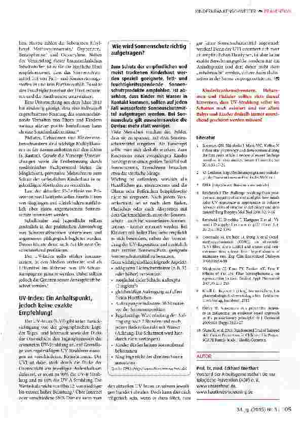 Vorschauseite 3: Schutz vor Sonnenstrahlen: Prävention muss bereits im ersten Lebensjahr beginnen