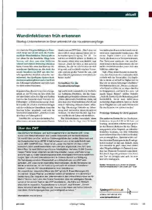 Vorschauseite 1: Wundinfektionen früh erkennen