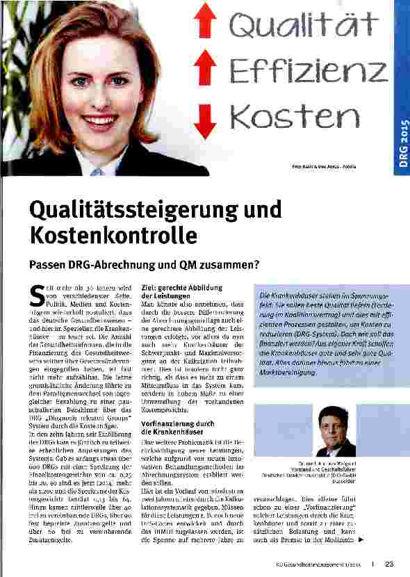 Vorschauseite 1: Qualitätssteigerung und Kostenkontrolle