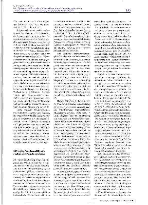 Vorschauseite 2: Zum Spannungsfeld zwischen Intensivtherapie und Organtransplantation