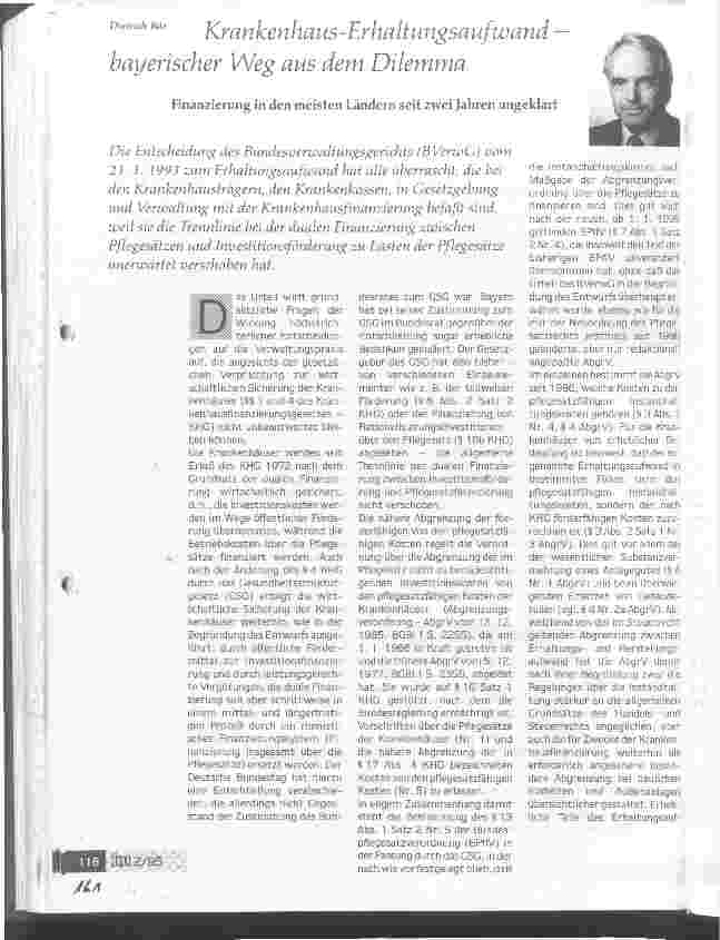 Vorschauseite 1: Krankenhaus-Erhaltungsaufwandbayerischer Weg aus dem Dilemma