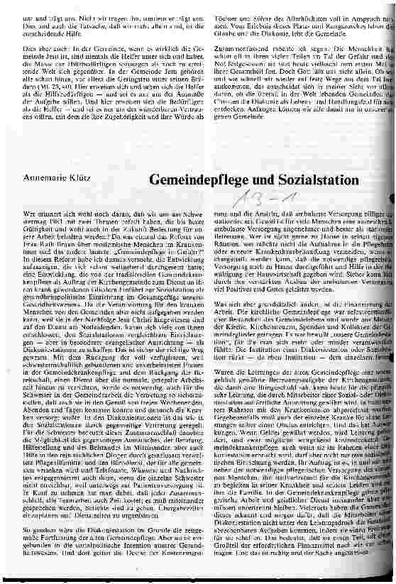 Vorschauseite 1: Gemeindepflege und Sozialstation
