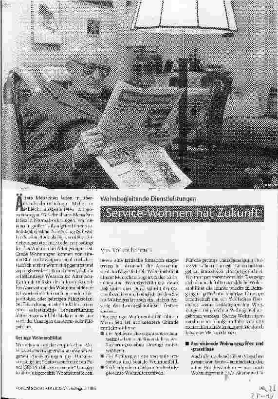 Vorschauseite 1: Service-Wohnen hat Zukunft Wohnbegleitende Dienstleistungen