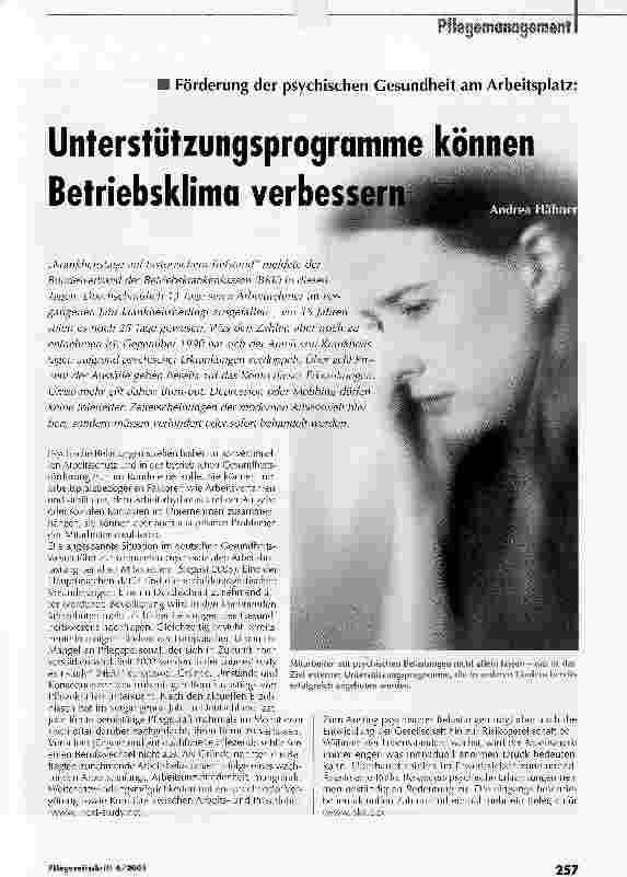 Vorschauseite 1: Unterstützungsprogramme können Betriebsklima verbessern